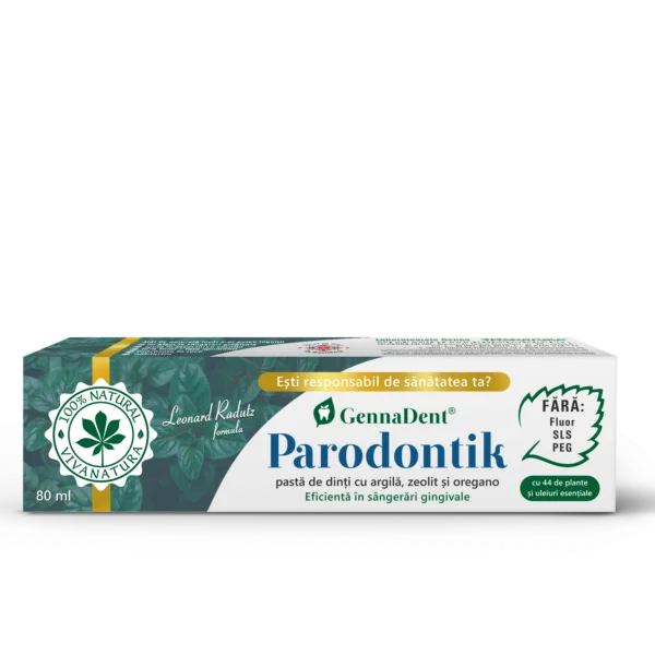 Pasta de dinti GennaDent Parodontik cu argila, zeolit si oregano, 75ml, Vivanatura