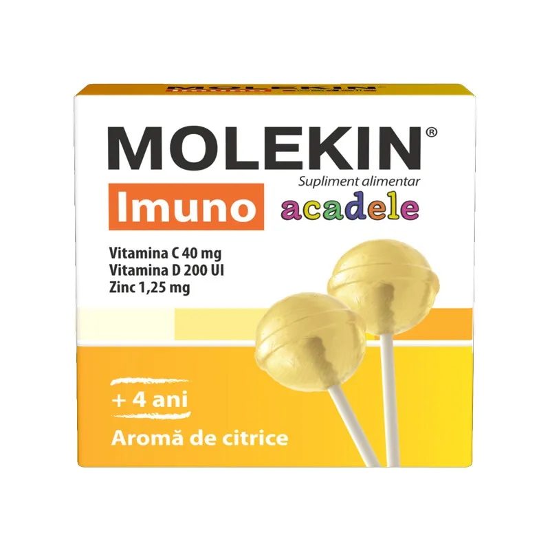 Molekin Imuno Kids cu aroma de citrice 4ani+, 12 acadele, Zdrovit