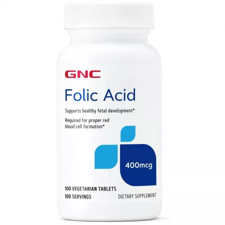 Acid Folic 400mcg, 100 tablete, GNC
