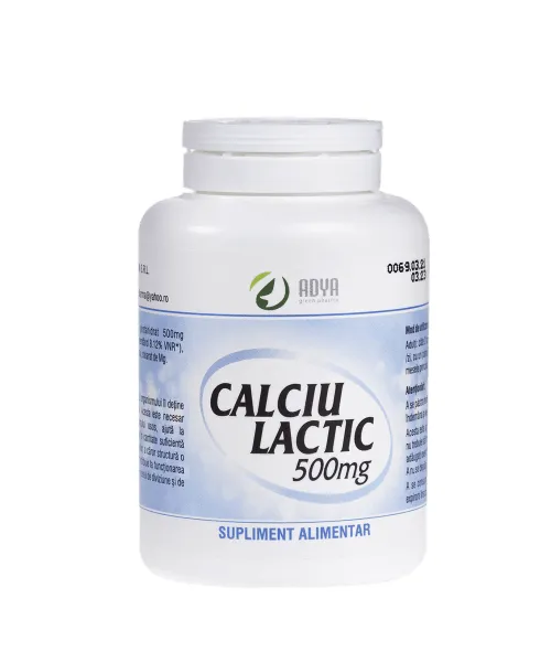 Calciu lactic 500mg, 50 comprimate, Adya Green Pharma