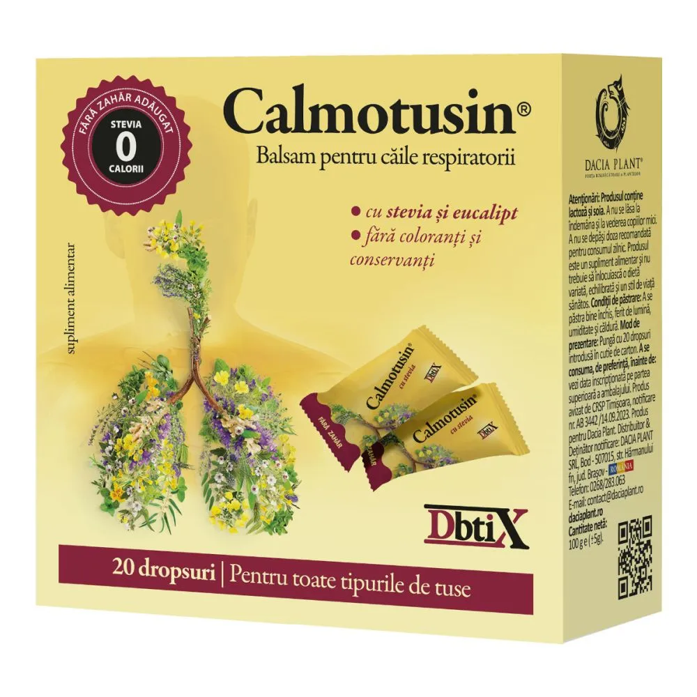 Calmotusin Dbtix drops cu stevie, 20 bucati, Dacia Plant