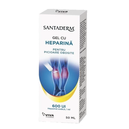 Gel cu heparina Santaderm pentru picioare obosite 600UI, 50ml, Viva Pharma