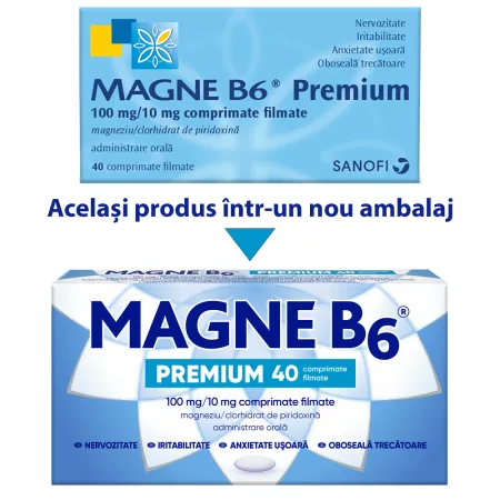 Magne B6 Premium 100mg/10mg, 40 comprimate filmate, Opella