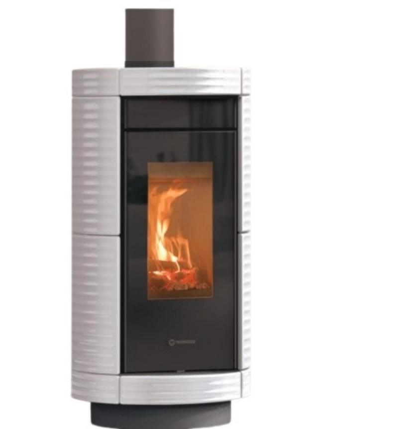 Soba tip semineu,alb,otel,Thermorossi,Dorica wood hp maiolica,pe lemn,8.5 kw