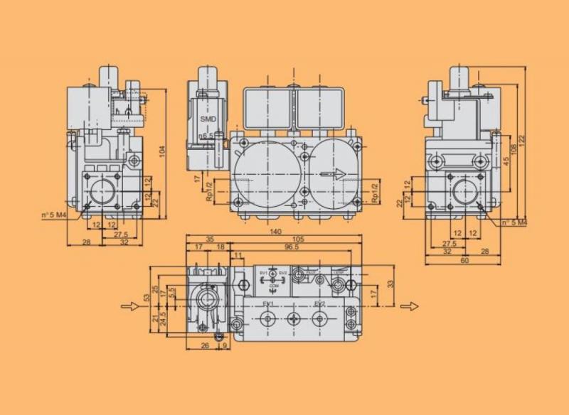 VANA GAZ SIT 837 TANDEM, 0837013, PT.FORMAT OF, 3-37mbar, 1/2