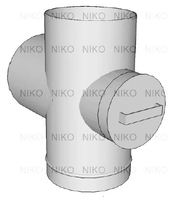 Teu inox, 90 grade, pentru cos de fum neizolat, cu usita vizitare, FI, D.250mm
