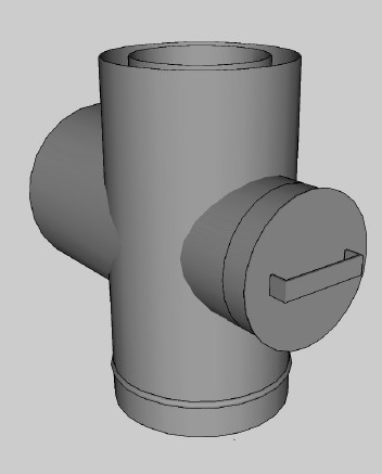 Teu inox, 90 grade, pentru cos de fum neizolat, cu usita vizitare, FI, D.350mm