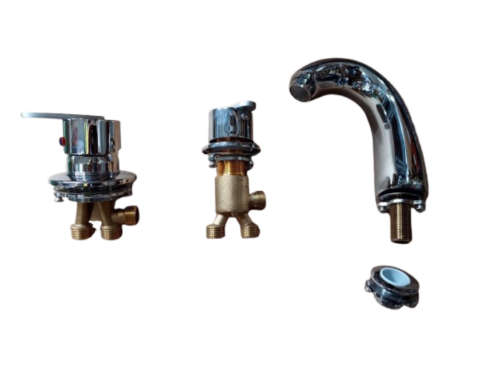 -*baterie cada, kroner, 3 piese, 2 iesiri, crom, montaj pe cada, simpla comanda (alternativ 43800068) outlet