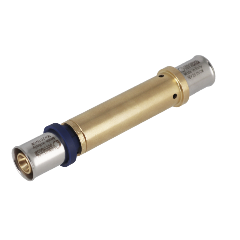 Prelungitor din alama galbena, mansoane otel,instalatii multistrat, sertizare, General Fittings, D.16mm x 2.0