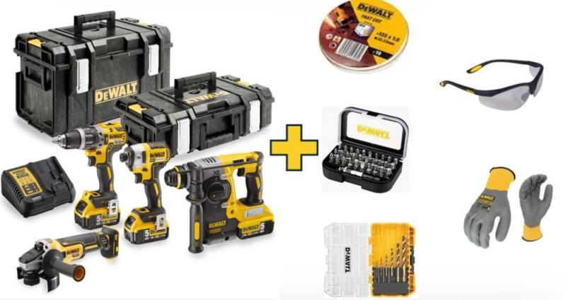 Power Tool Combo Sets DEWALT Set 4 scule electrice cu acumulator + accesorii, dewalt