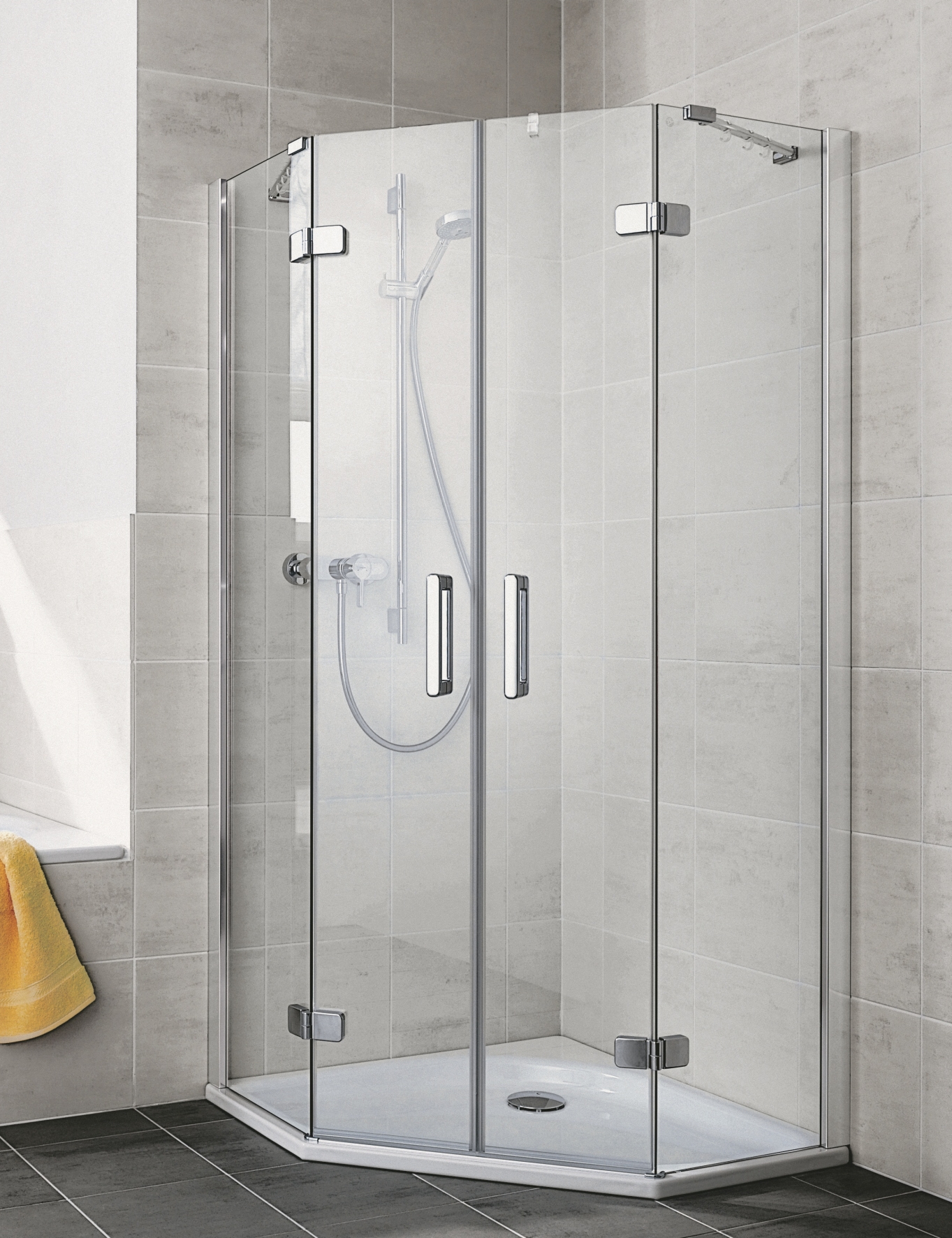 ^*cabina pentagonala gia xp, pr. matt silver, geam clar 6mm, l.90xl.90xh.185cm outlet