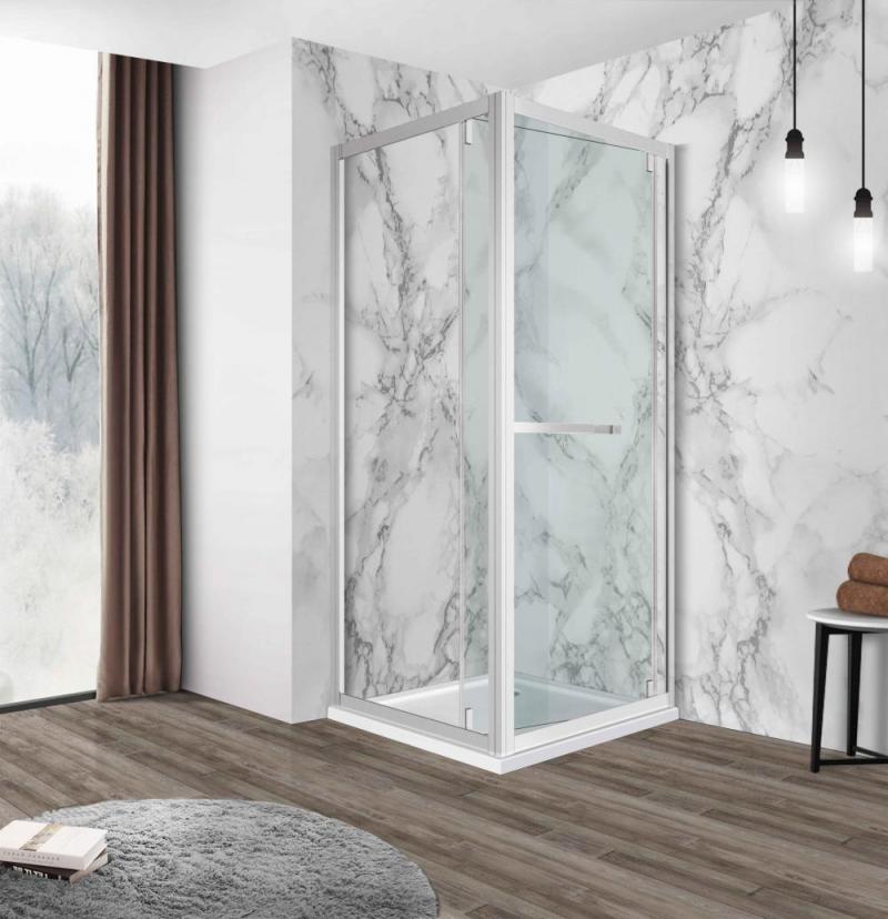 Plumbing Fixtures ROMSTAL Cabina dus, romstal evolution slide in, patrata, sticlasecurizata 8 mm, transparenta, profil crom, 80x80x200 cm,dx