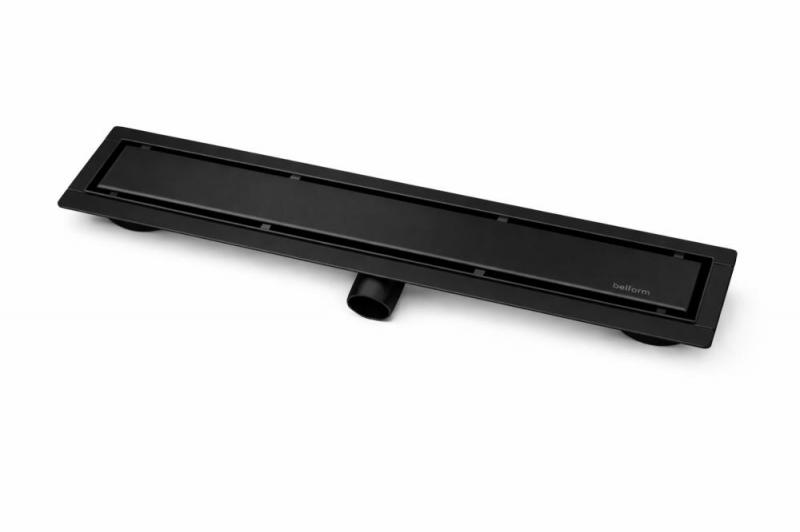 Rigola dus reversibila, Belform, INFINITY, Otel Inoxidabil 1.2 mm, debit high flow 50 l/min, 50 cm, negru mat