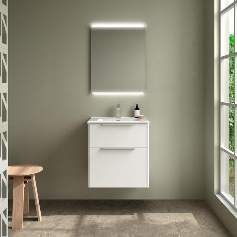 Bathroom Vanities N/A Set mobilier, salgar, luva, cu lavoar, suspendat, alb mat, pal, 59.8x45x63cm