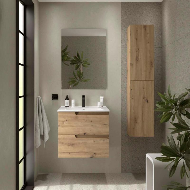 Bathroom Vanities N/A Set mobilier, salgar, vima, cu lavoar, suspendat, montana oak, front mdf, 59.8x45x54cm