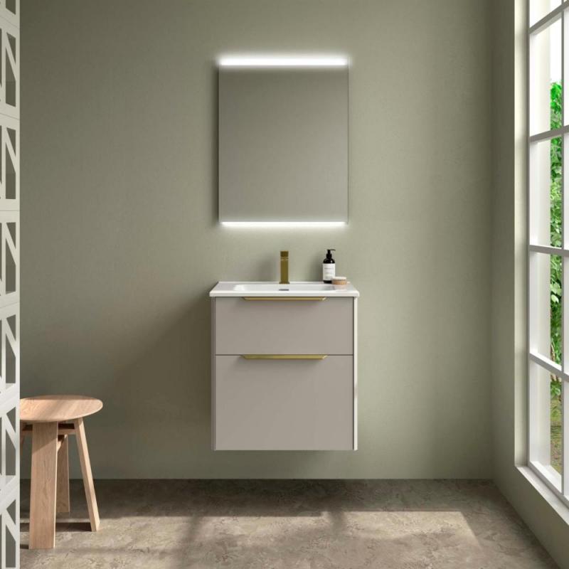 Bathroom Vanities N/A Set mobilier, salgar, luva, cu lavoar, suspendat, gri satinat, pal, 59.8x45x63cm