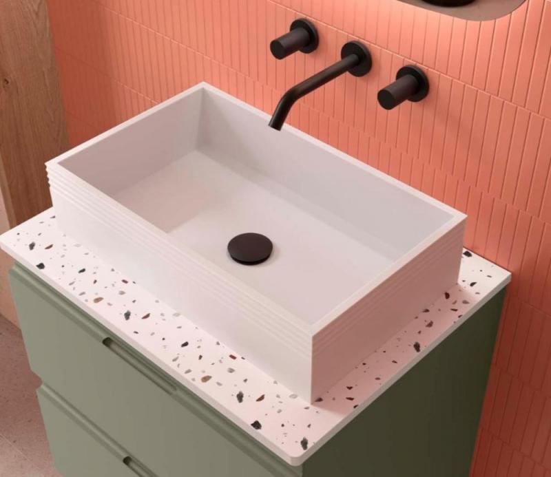 Bathroom Vanities N/A Lavoar pe blat, salgar, emma, alb mat, compozit, 71x31x12 cm