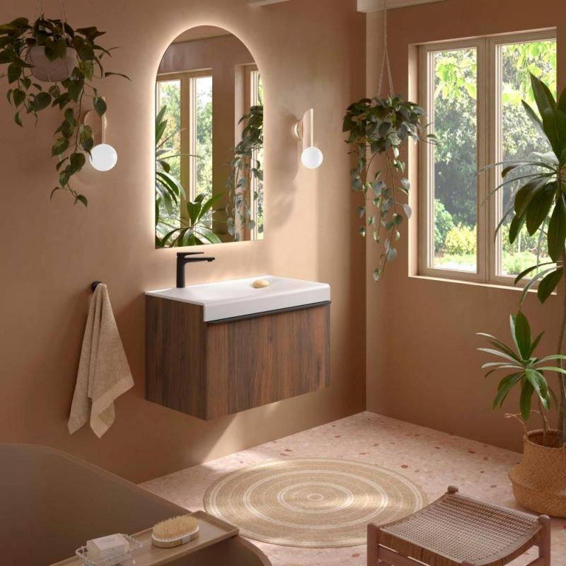 Bathroom Vanities N/A Mobilier pentru lavoar, salgar, ocean, suspendat, walnut maya, mdf, 79.7x45x50 cm