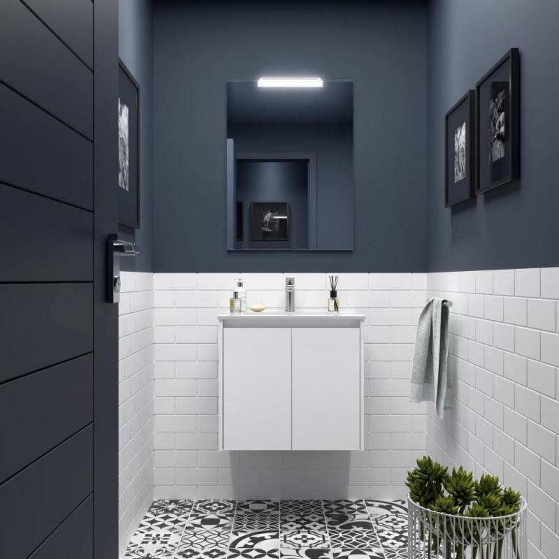 Bathroom Vanities N/A Set mobilier, salgar, noja, cu lavoar, suspendat, pal, alb mat, 59.8x45x54 cm