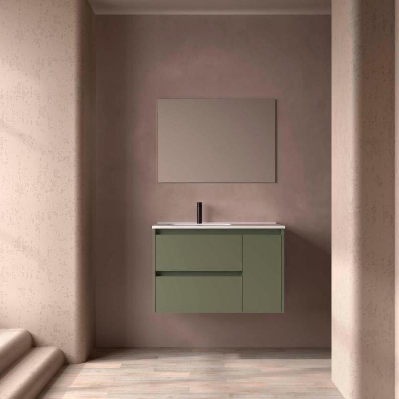 Furniture N/A Set mobilier, salgar, noja, cu lavoar, suspendat, green satin, pal, 89.7x45x54 cm