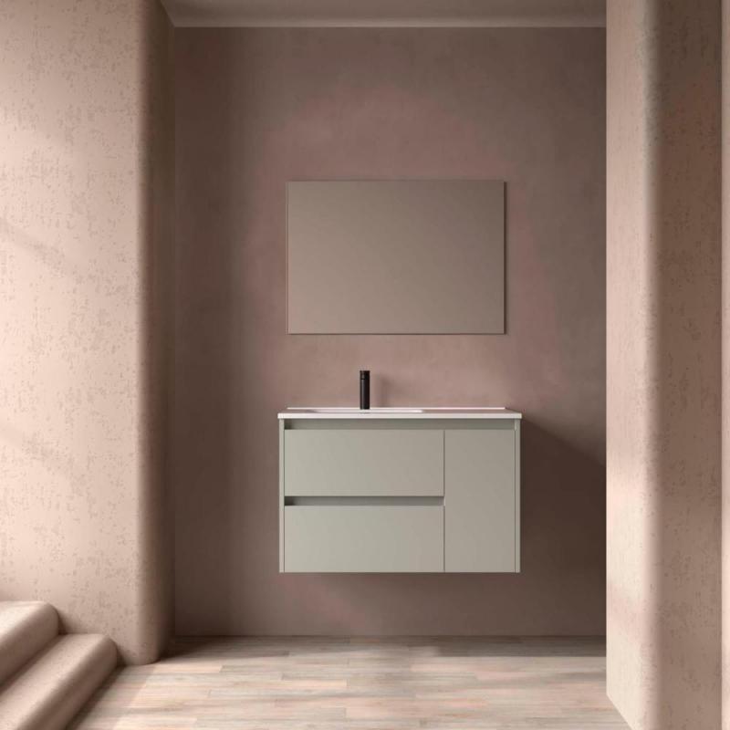 Furniture N/A Set mobilier, salgar, noja, cu lavoar, suspendat, grey satin, pal, 89.7x45x54 cm