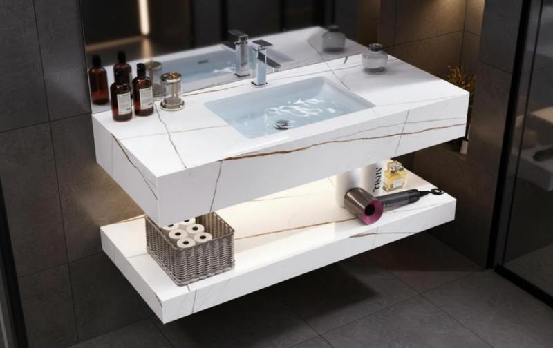 ROMSTAL Lavoar cu etajera, romstal, evolution, alb mat, 100x46.5x15