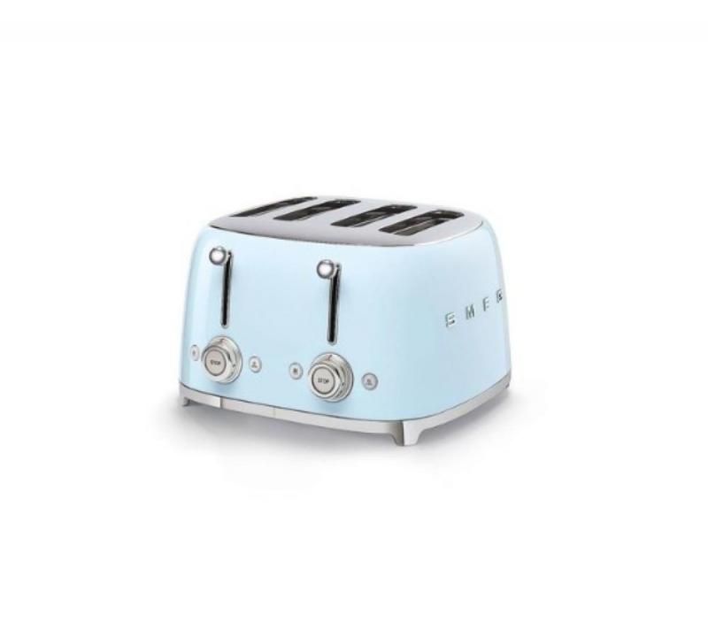 Prajitor de paine Smeg TSF03PBEU, 2000 W, 4 felii, 6 niveluri pentru rumenire, Bleu