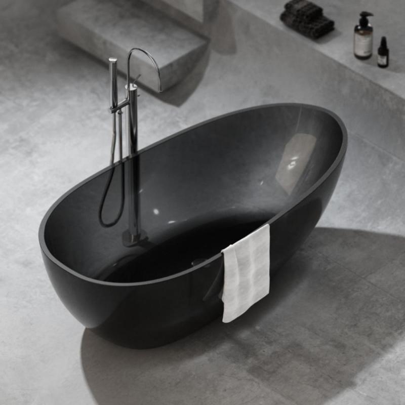 Plumbing Fixtures KRONER Cada freestanding, ovala, kroner, naomi, acril, negru lucios, accesorii incluse, 168x86x56 cm