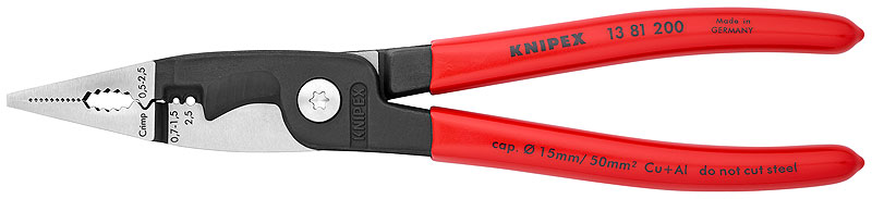 Knipex 1381200 Cleste multifunctional pentru electricieni Ø 15 mm / 50 mm², lungime 200 mm