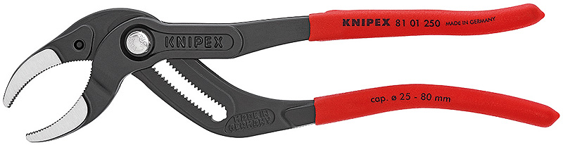 Knipex 8101250 Cleste pentru tevi, furtun, corpuri rotunde din plastic 20-80 mm, lungime 250 mm
