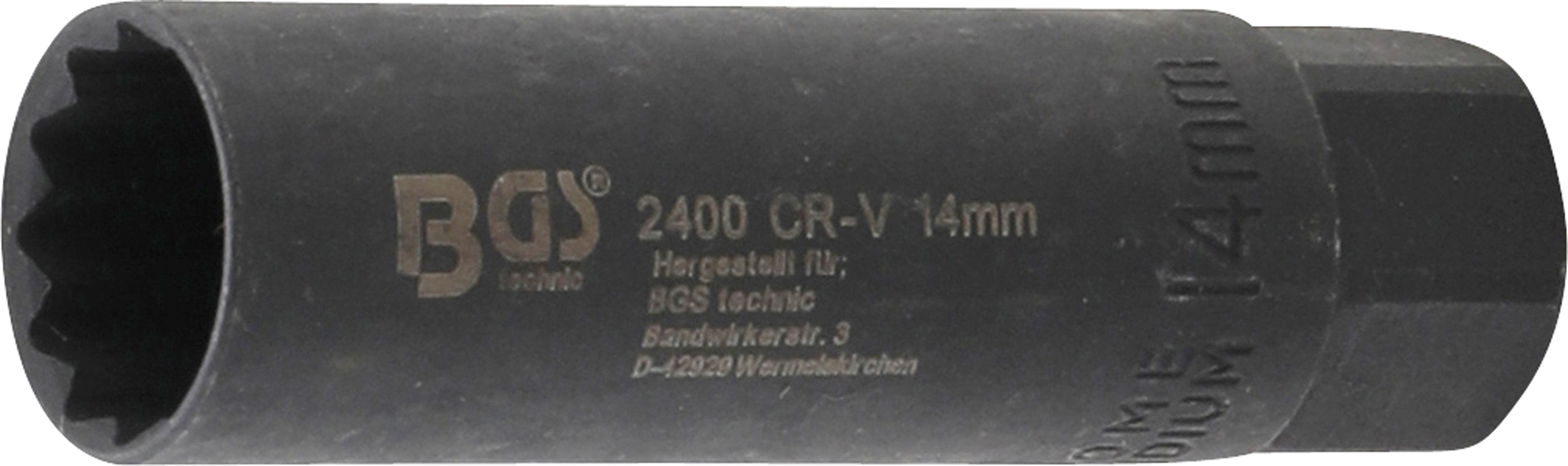 BGS 2400 Cheie pentru bujii 14mm in 12 colturi, antrenare 3/8", lungime 65 mm