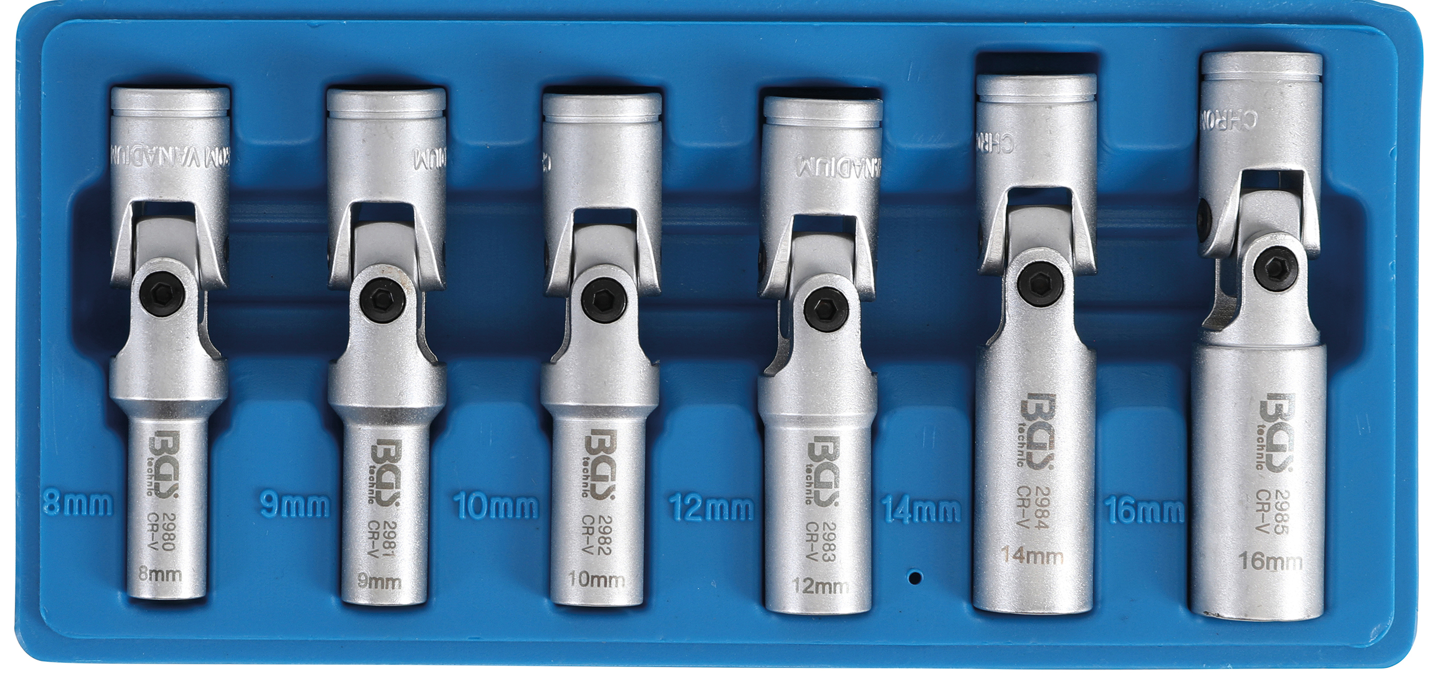 BGS 2990 Tubulare articulate pentru bujii incandescente 8-16mm, antrenare 10 mm(3/8''), 6 piese