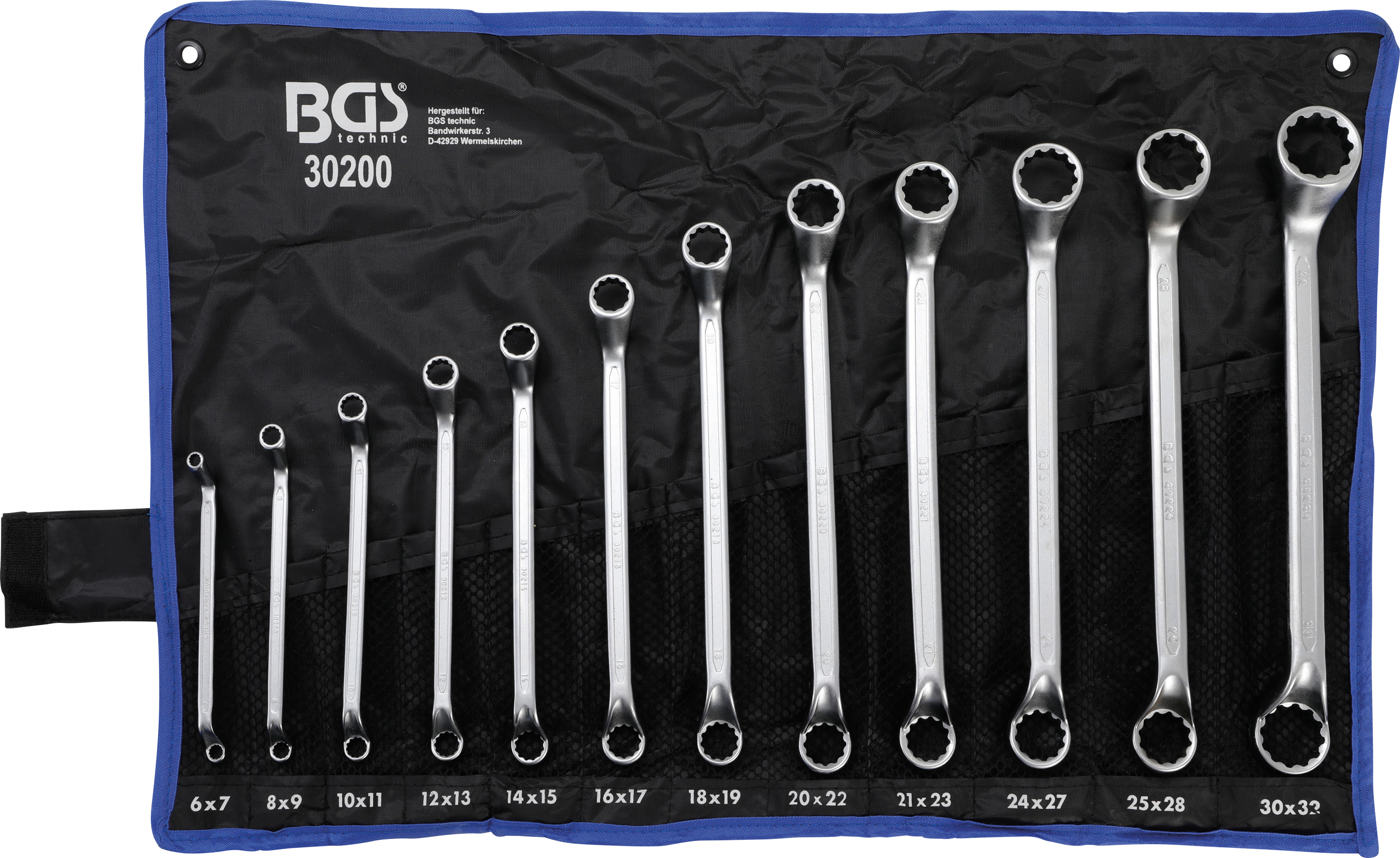 BGS 30200 Set chei inelare cu cot 6 - 32 mm, in unghi de 75 °, 12 piese