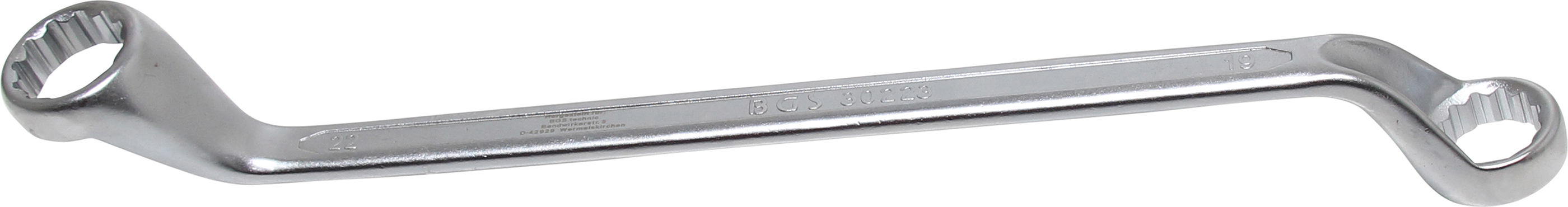 BGS 30223 Cheie inelara cu cot, 75°, 19x22 mm