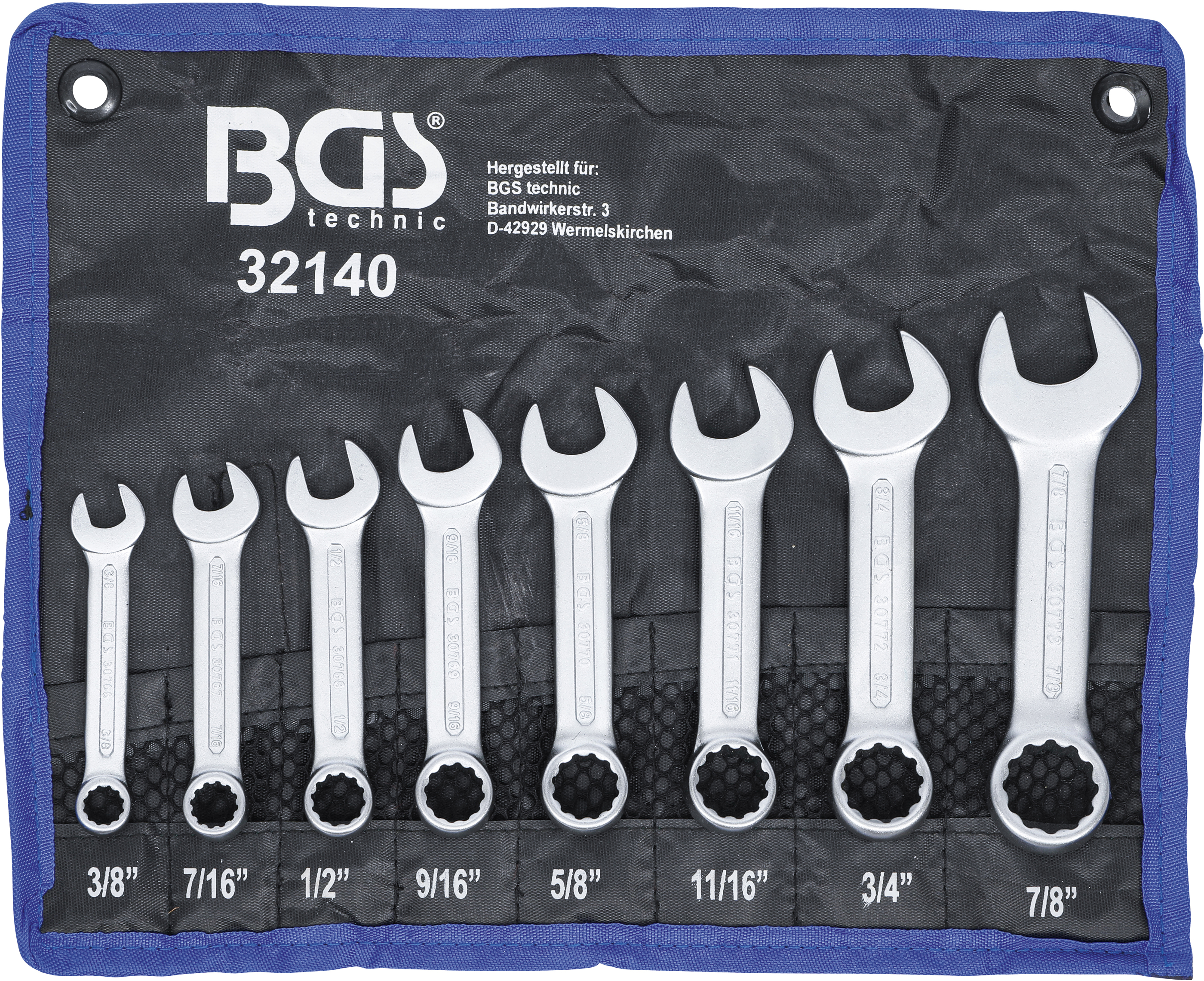 BGS 32140 Set chei combinate,Tip scurt, Inch, 3/8" - 7/8"
