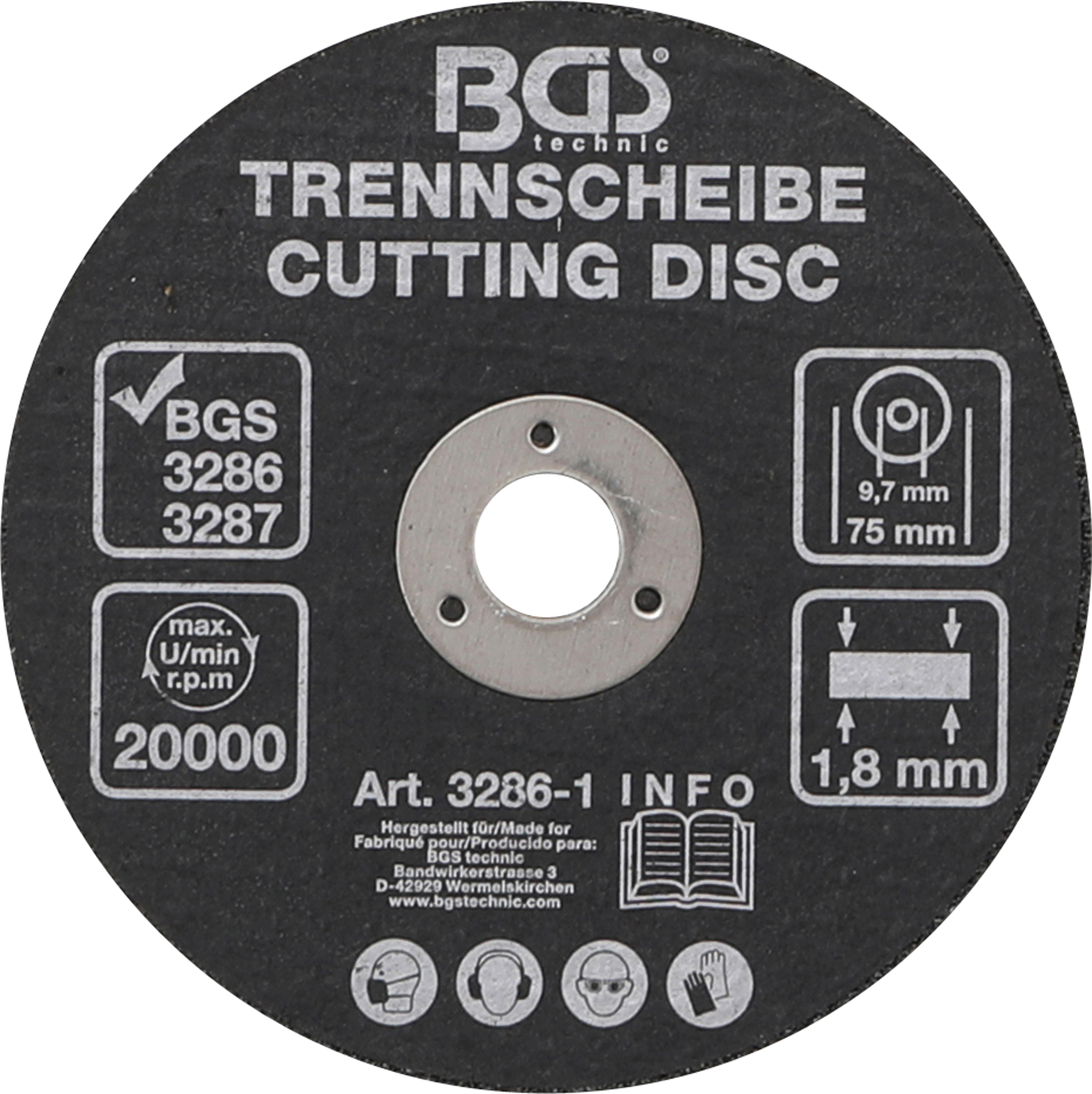 BGS 3286-1 Disc de taiat pentru polizor pneumatic, diametru exterior 75 mm