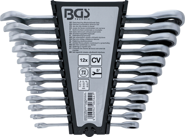 BGS 6544 Set chei combinate cu clichet, 8 - 19 mm, 12 piese