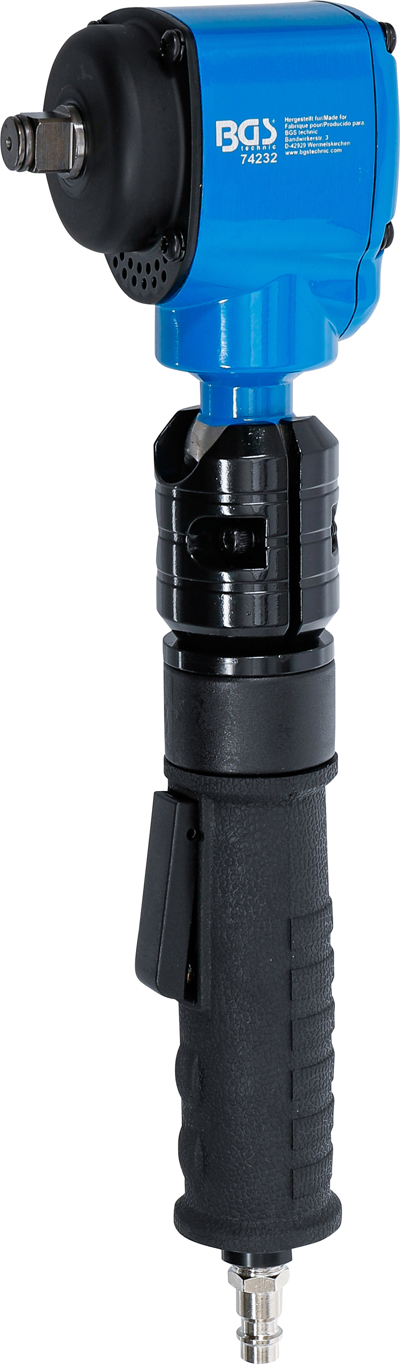BGS 74232 Pistol de impact pneumatic în unghi cu cap rotativ şi înclinabil 12,5 mm (1/2") 650 Nm