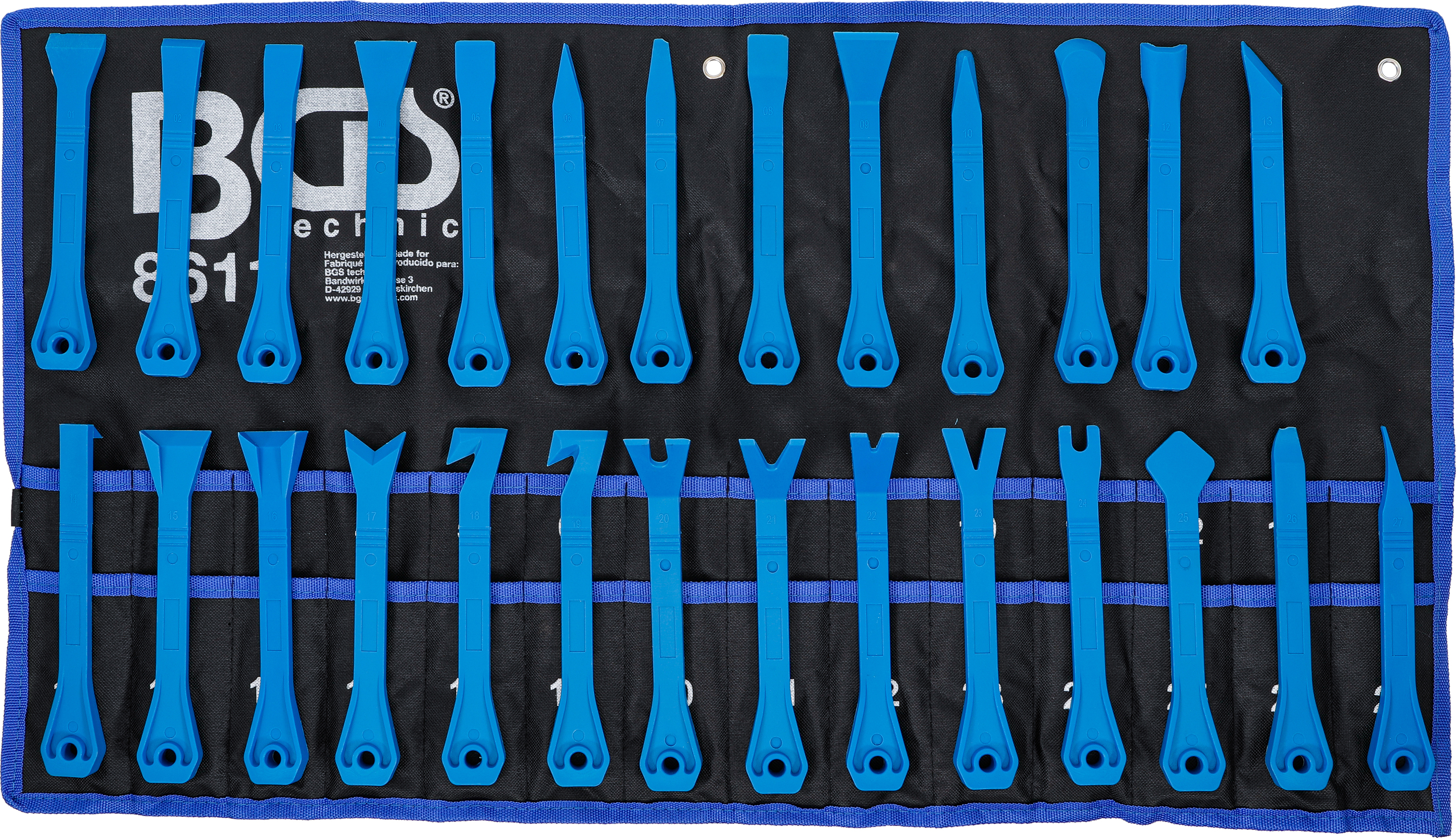 BGS 8611 Set spatule pentru demontat interioare, bumbi, clipsuri, 27 piese