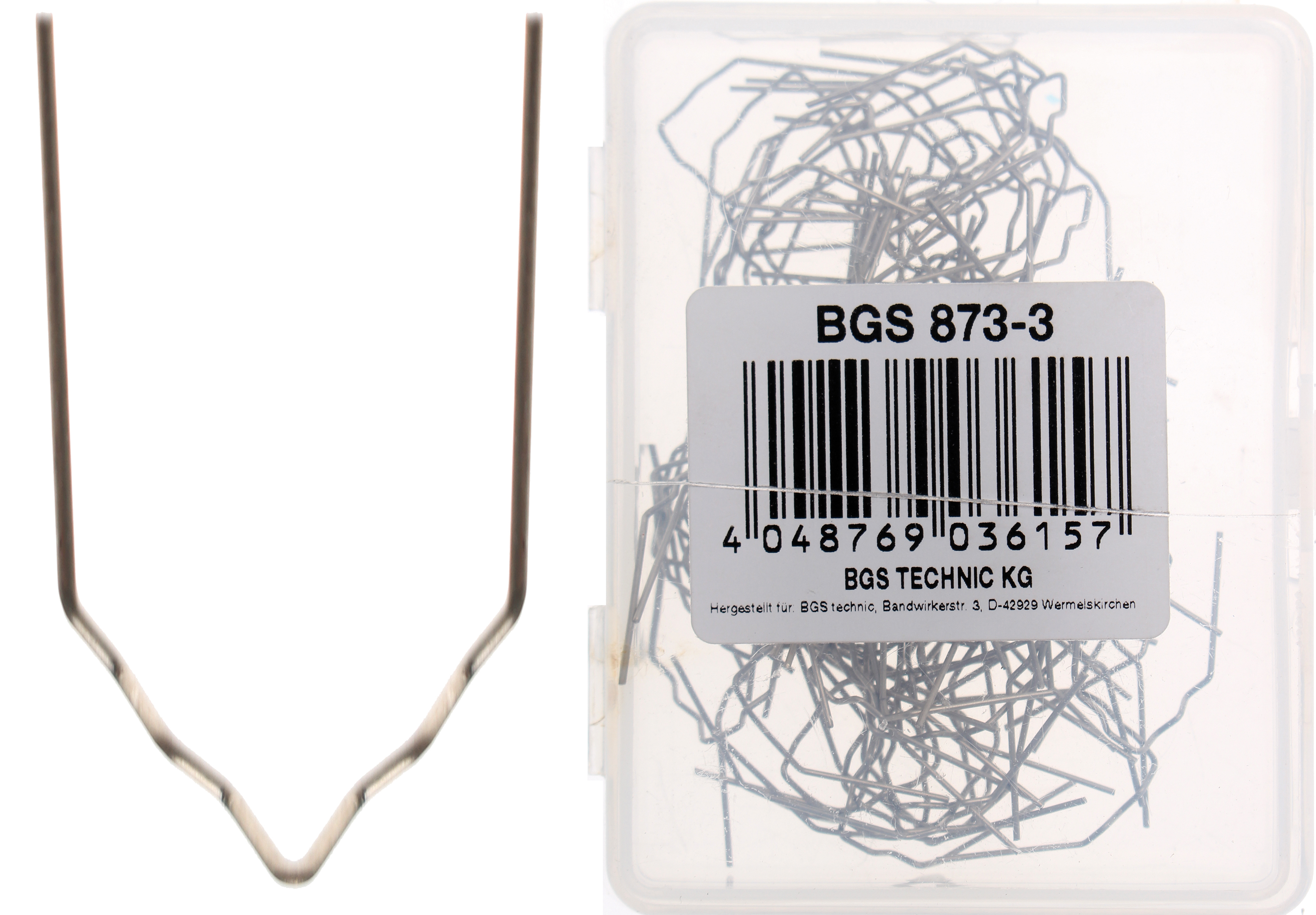 BGS 873-3  Set agrafe pentru reparatii piese din plastic Tip-V, grosime fir Ø 0.6 mm, 100 piese