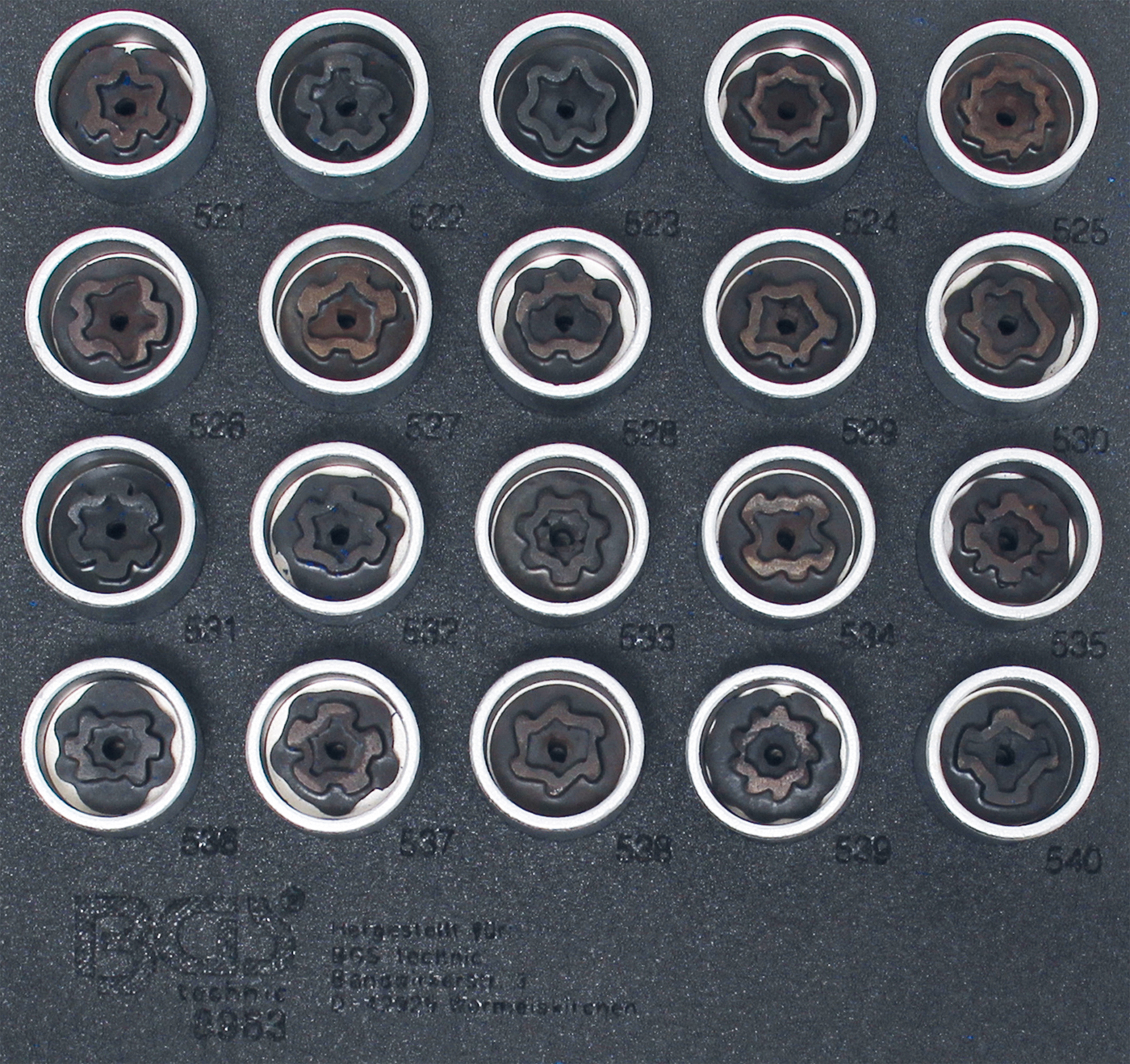 BGS 8963 Set chei speciale pentru antifurt roti Volkswagen, antrenare hexagon 17mm, 22-piese