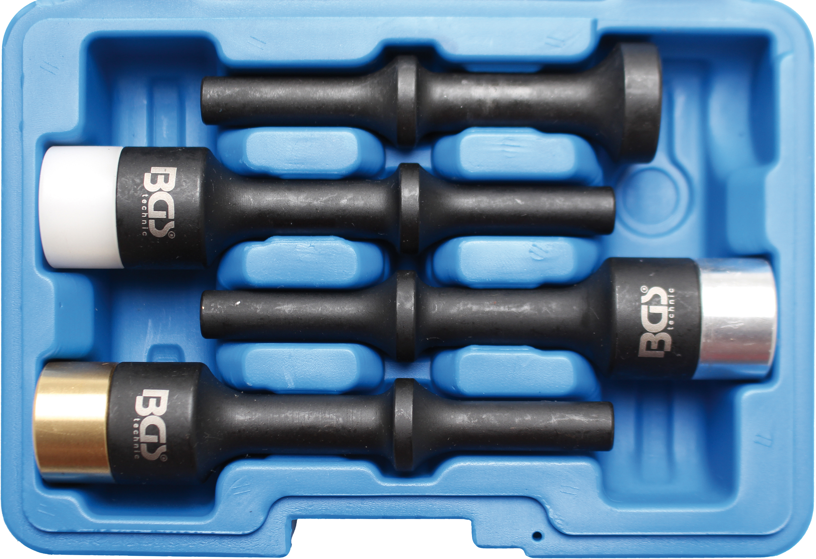 BGS 9002 Set 4 dornuri pentru dalta pneumatica cu capete din materiale diferite : Teflon, Aluminiu, Cupru