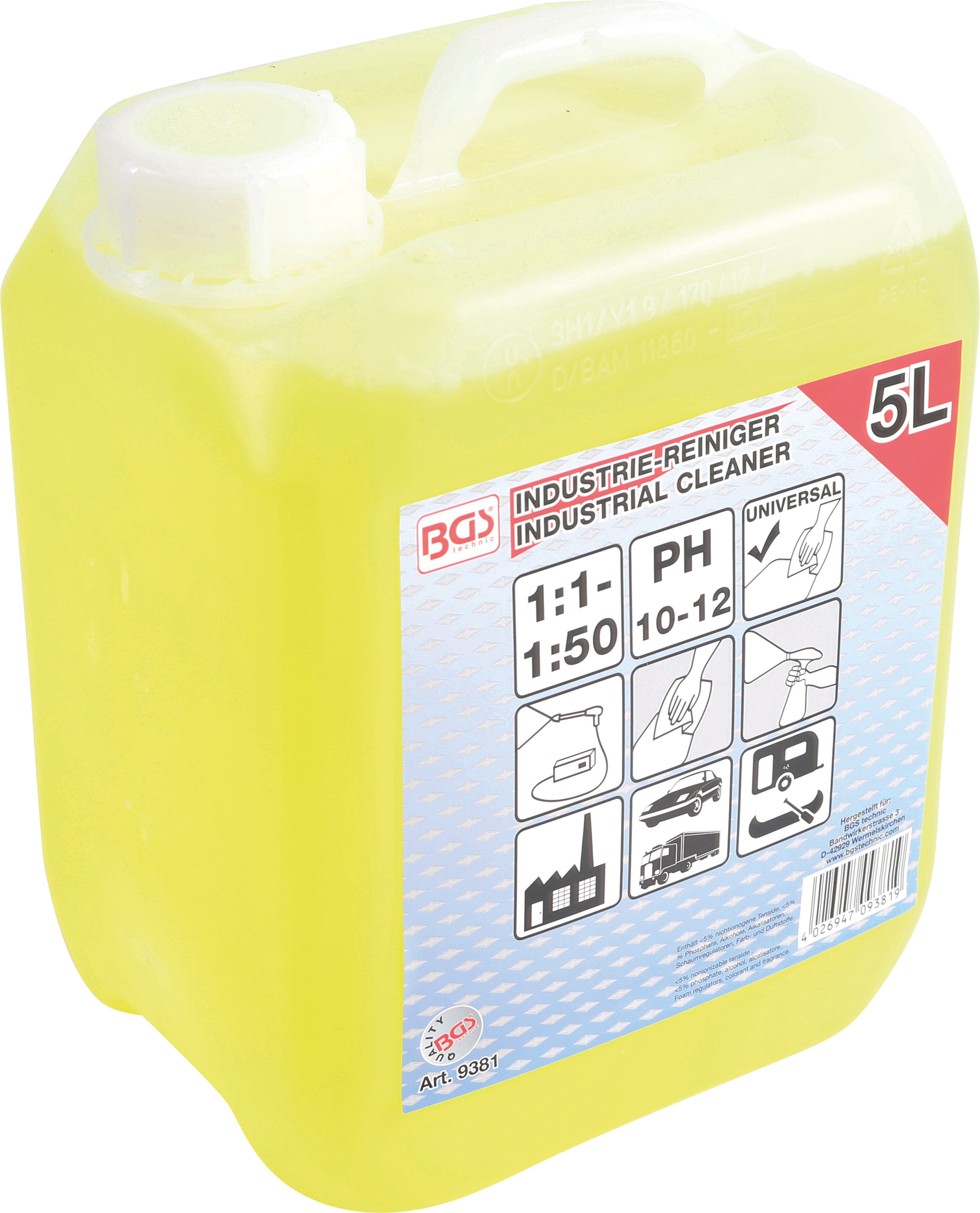 BGS 9381 Detergent Industrial Cleaner, dilutie 1:50,  cantitate 5 litri