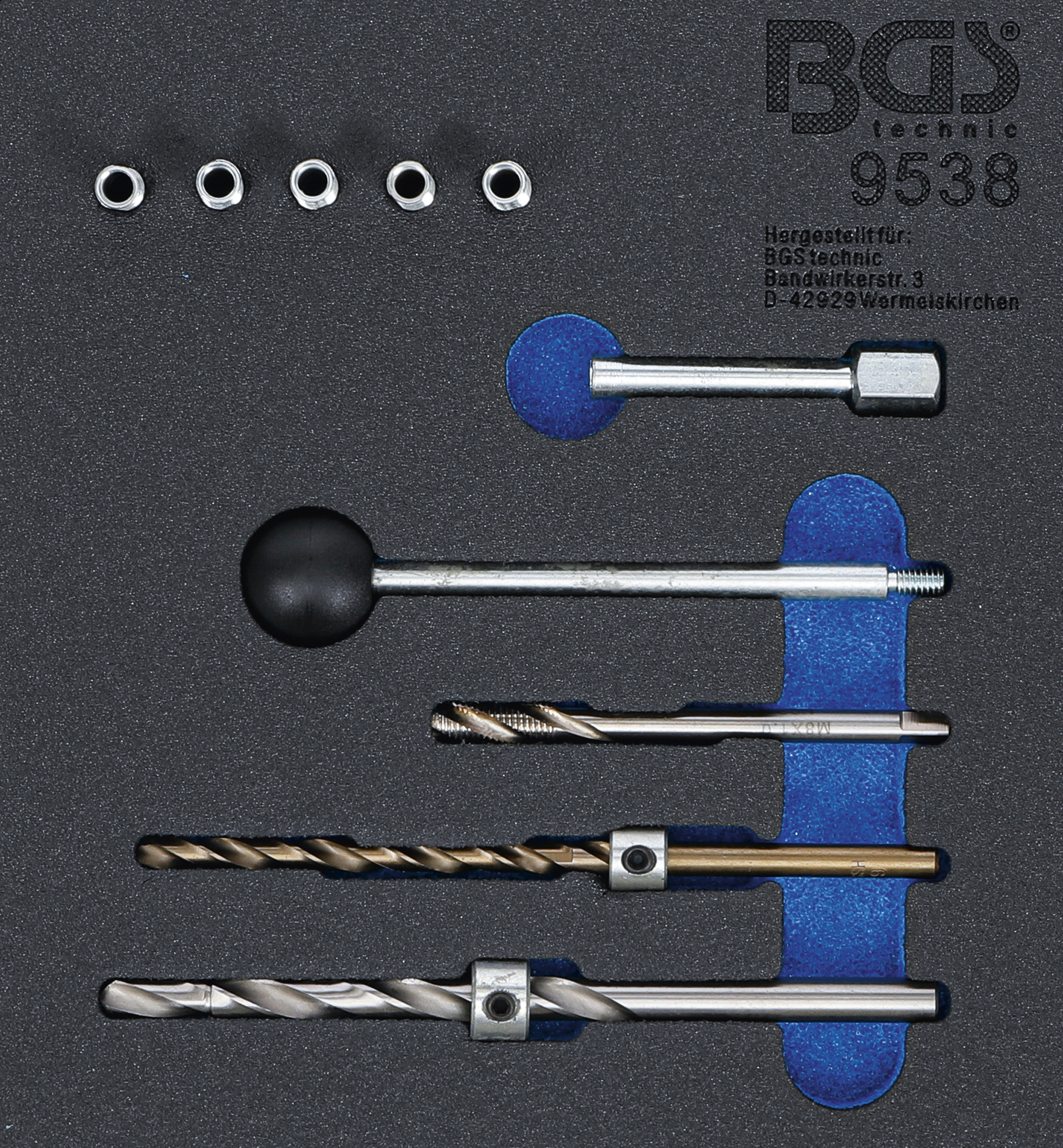 BGS 9538  Set pentru reparatii filete ale suruburilor de fixare la injectoare motoare Mercedes Benz CDI, 10 piese