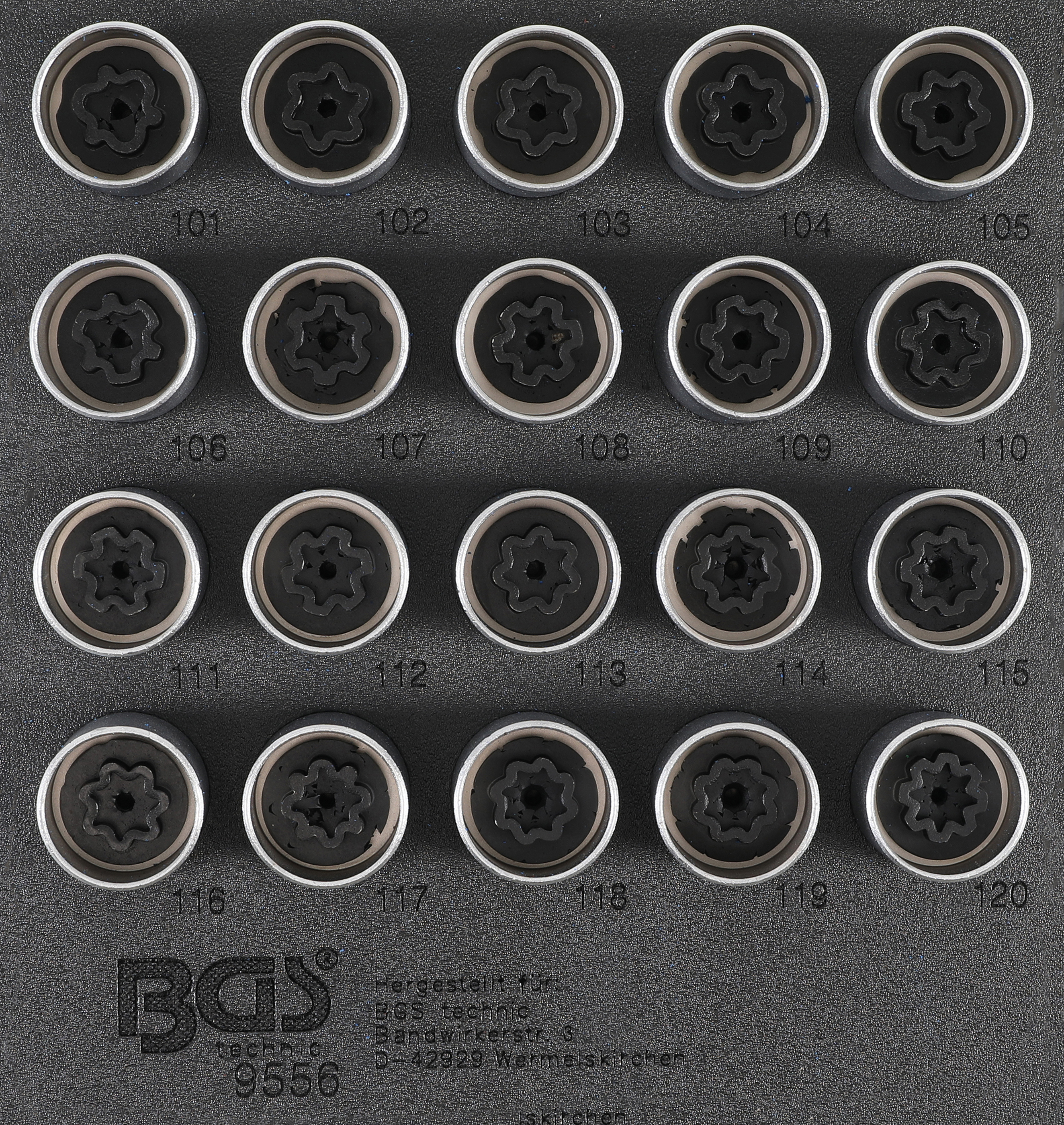 BGS 9556 Set chei desfăcut antifurt tip A pentru Opel, 20 piese