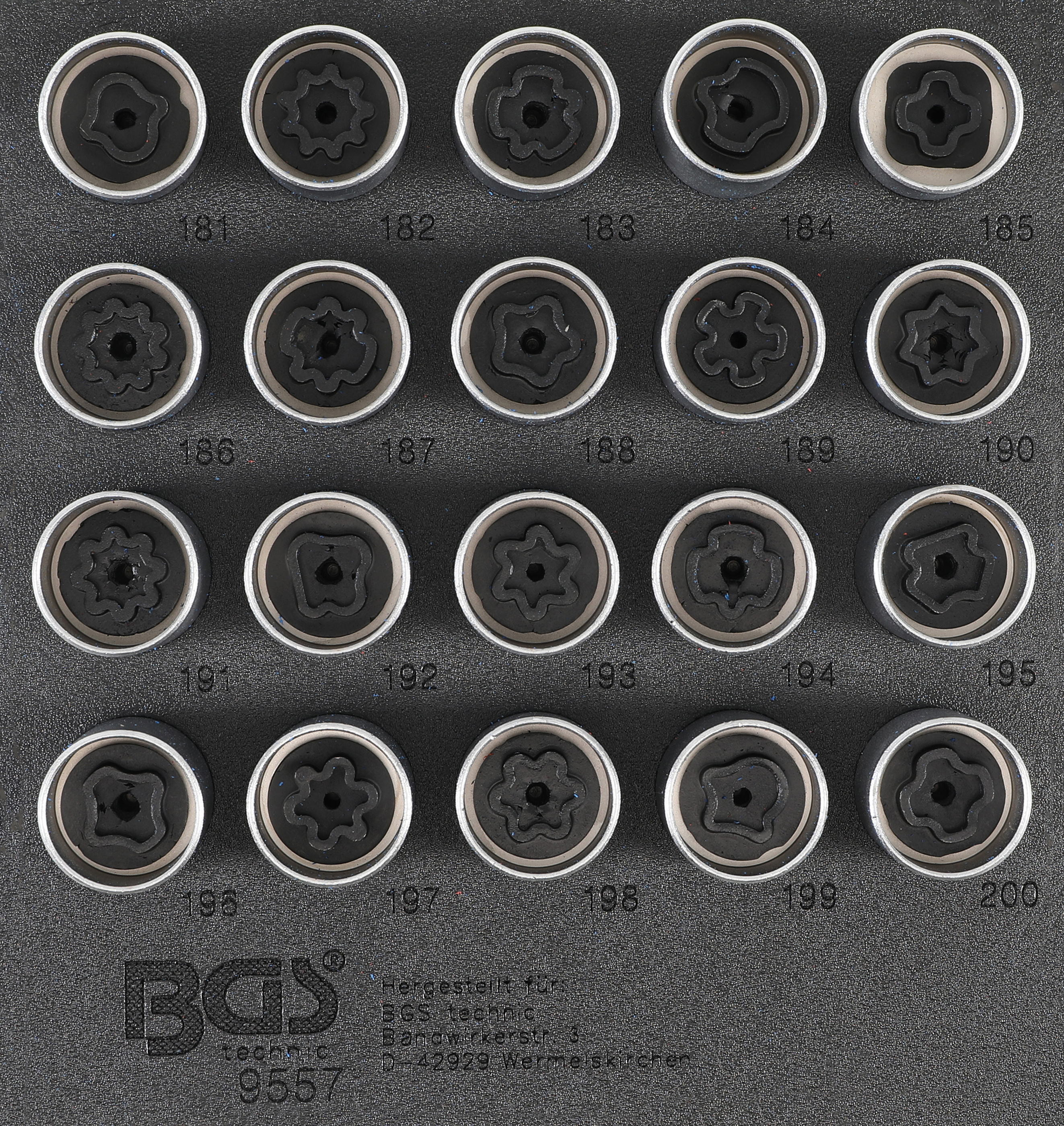 BGS 9557 Set chei desfăcut antifurt tip B pentru Opel, 20 piese