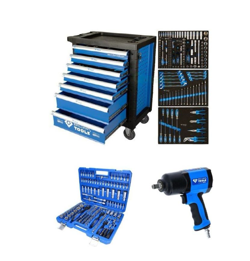 BRILLIANT TOOLS BT153207 - Tool cabinet with 7 drawers and 207 tools