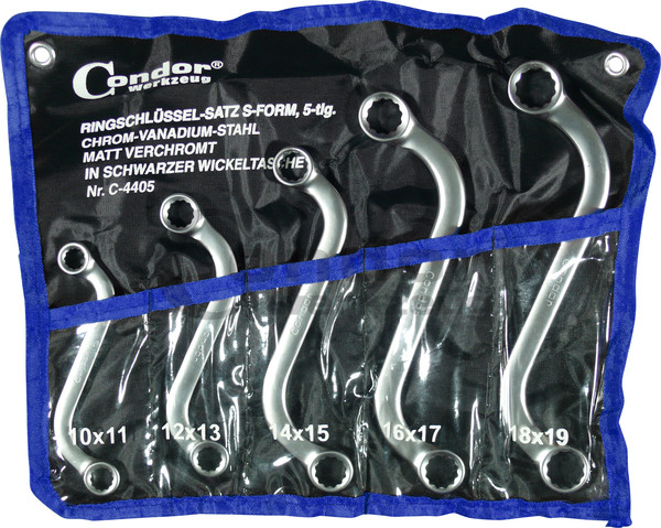 Condor 4405 Set de chei inelare cu capăt dublu, 5 buc., tip S, 10-19 mm