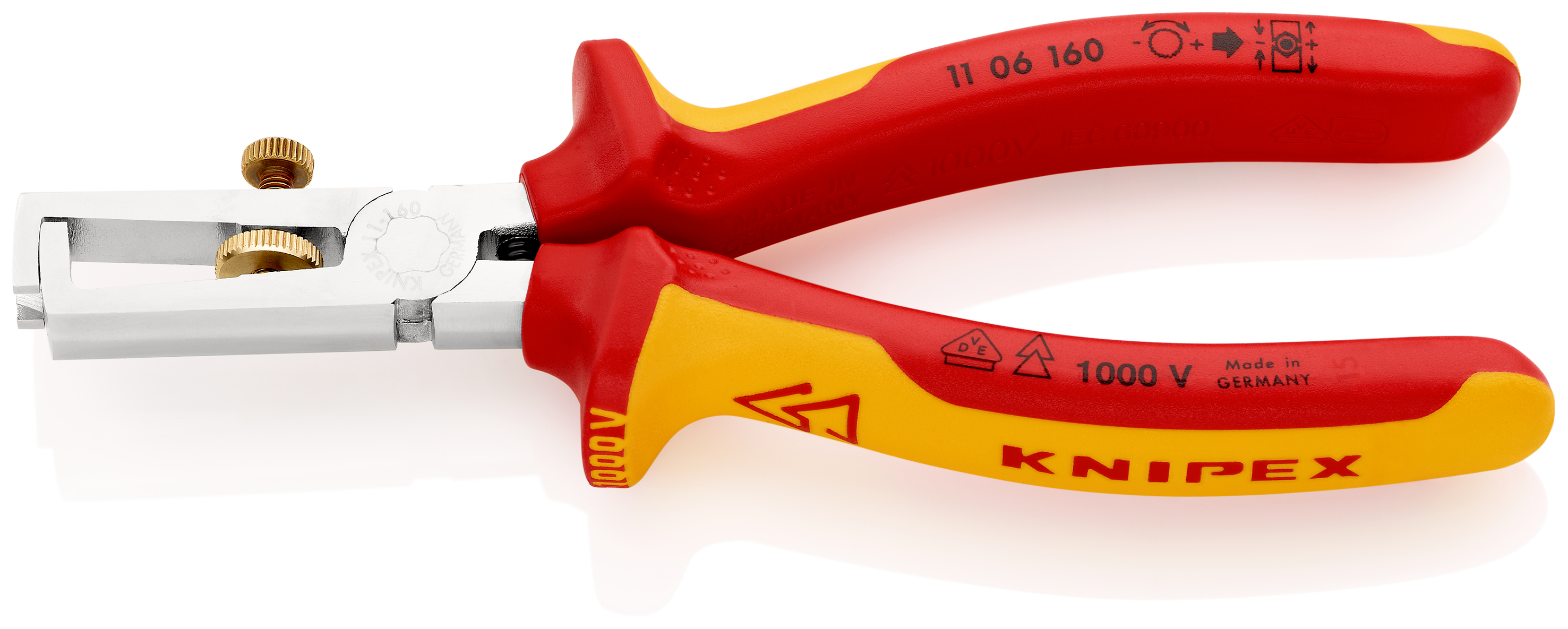 Knipex 1106160 Cleste dezizolator cu arc de deschidere cu manere multicomponent, testate VDE, lungime 160 mm
