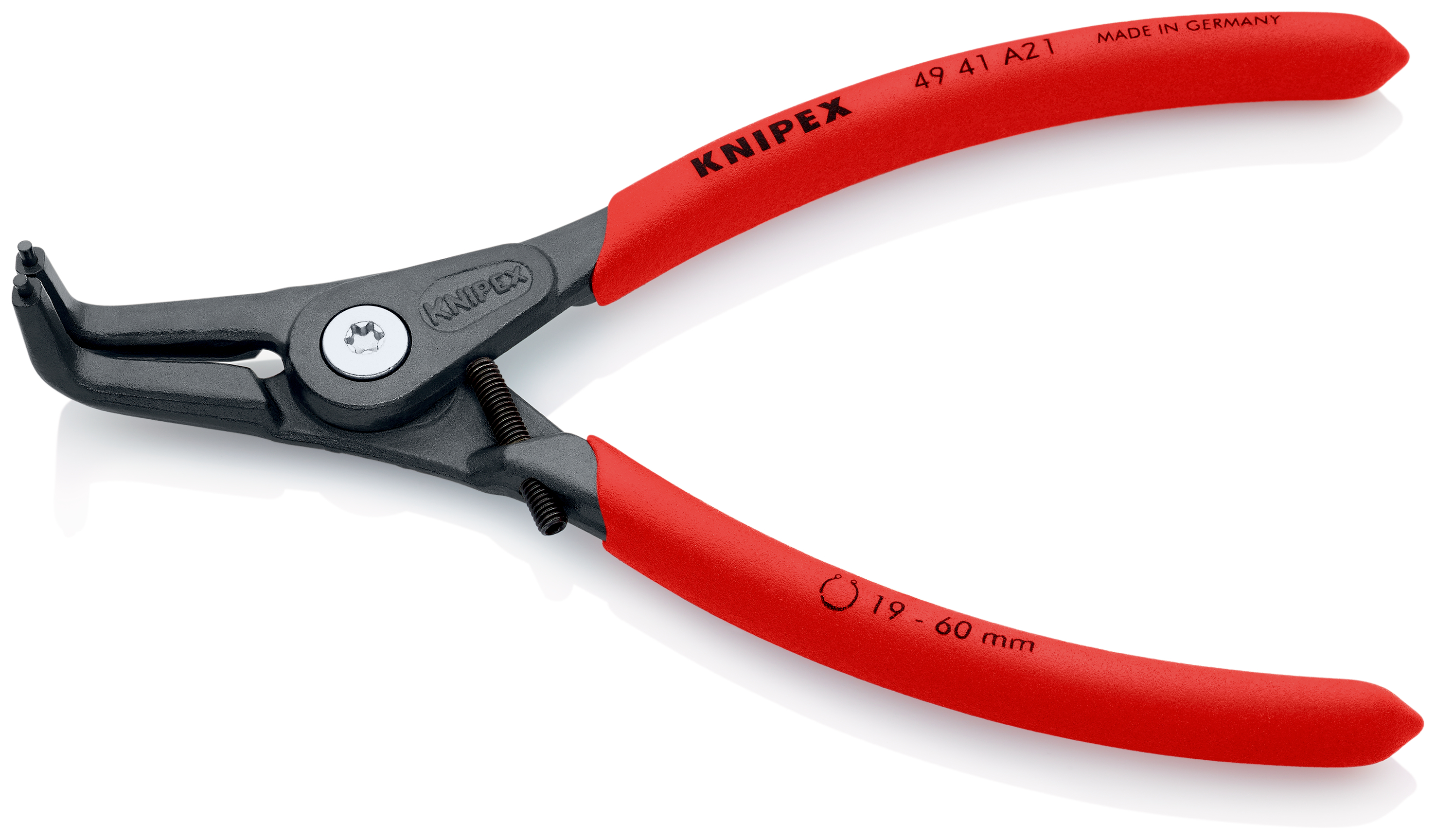 Knipex 4941A21 Cleste pentru inele de siguranță de exterior, manere acoperite cu material plastic aderent, lungime 165 mm